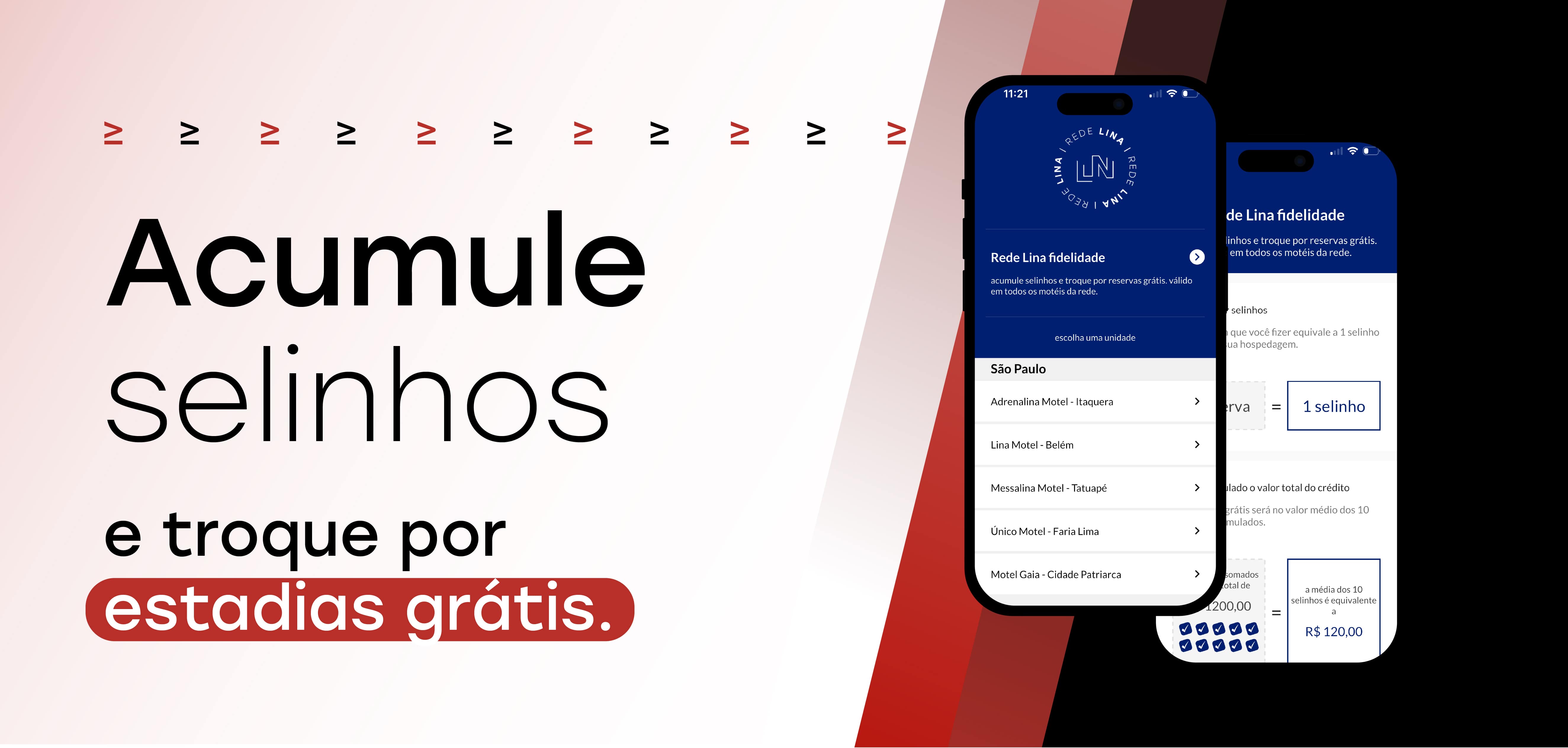 programa de fidelidade disponível no App Rede Lina e Único!